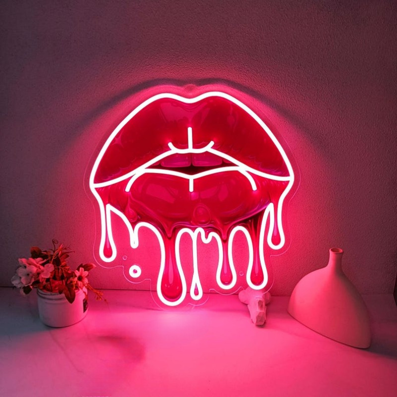 Melting Lips UV Printed Neon S - Commercial Wall Printing ulasan dan harga