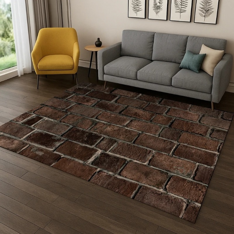 3D Brick Stone Building Carpet - Commercial Wall Printing ulasan dan harga