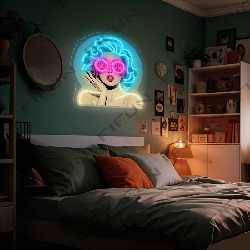 WOW Curl Girl Neon Sign UV Pri - Commercial Wall Printing ulasan dan harga
